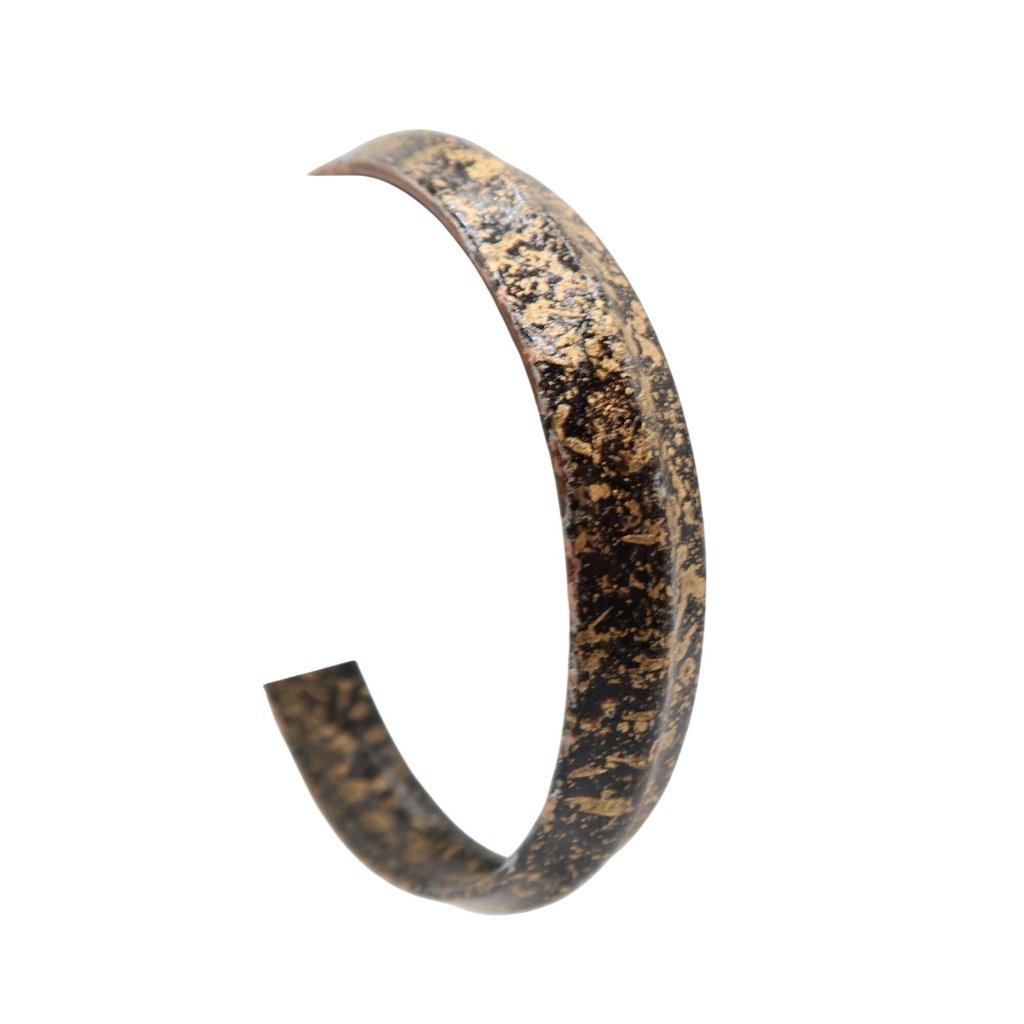 Speckled Black & Copper Tone Metal Bangle Bracelet Boho Rustic 1/2